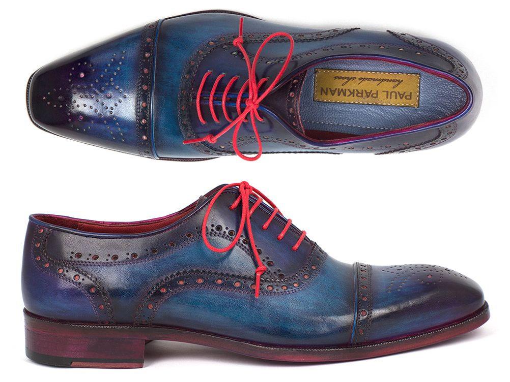 Paul Parkman ''024-PARL'' Blue Genuine leather Captoe Style Oxford Shoes.